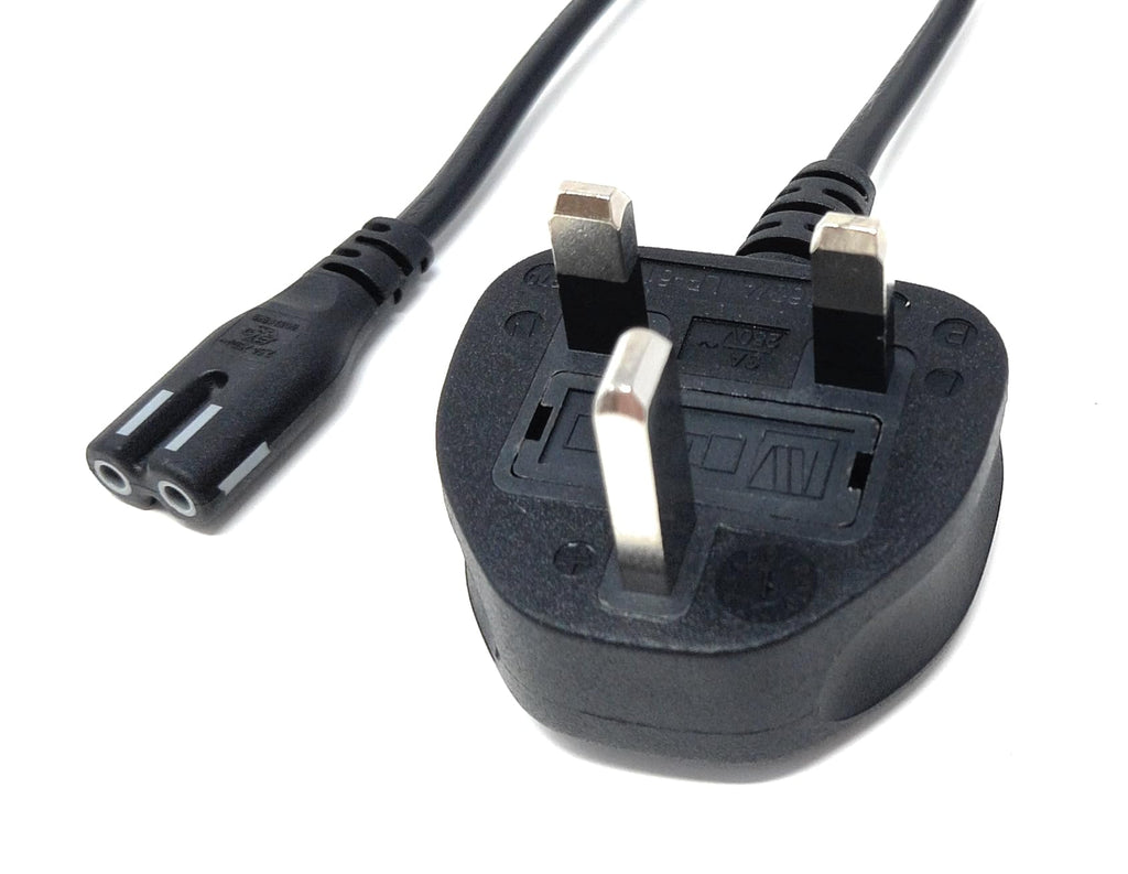 UK Power Cable 3A Fused Plug to C7 Figure-8 Lead – Compatible with PS5, PS4, Xbox, Laptops, Smart TVs, DVD Players, and Chargers