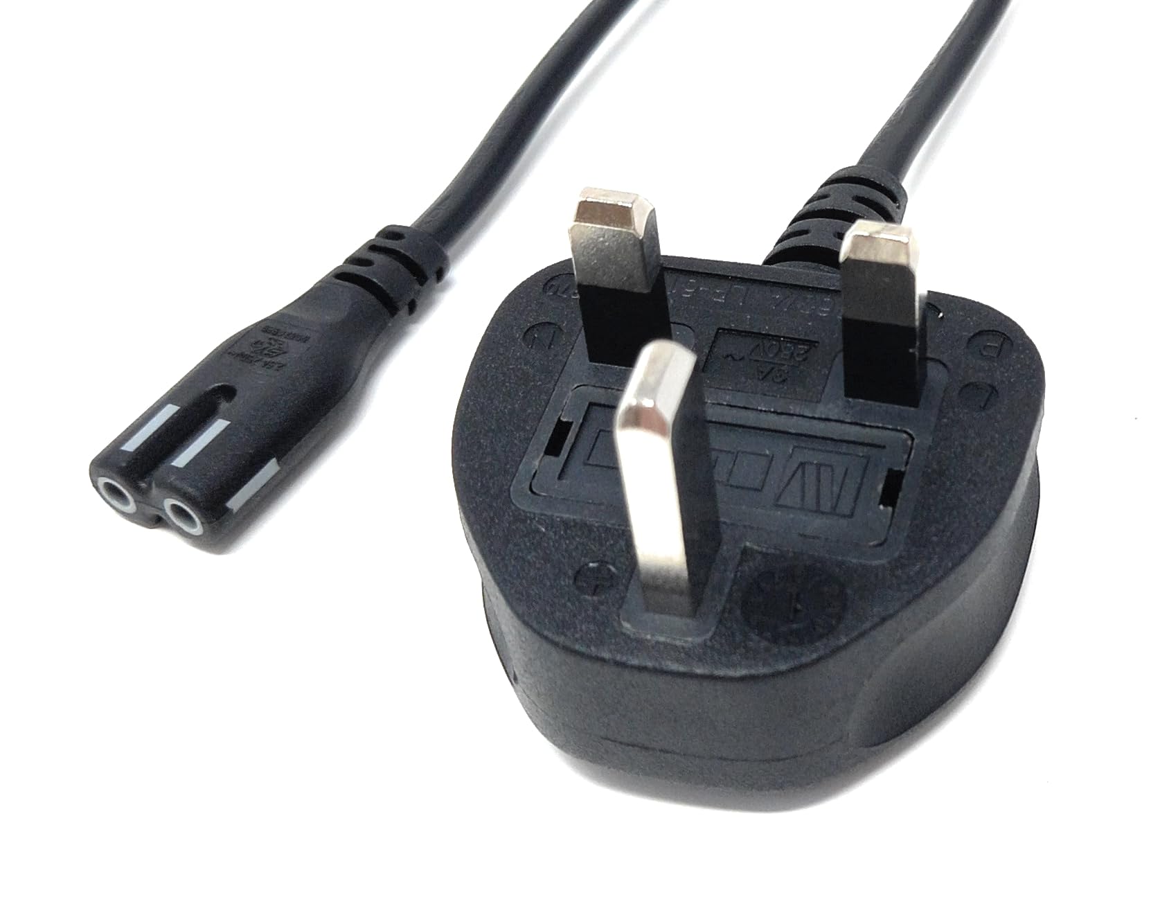 UK Power Cable 3A Fused Plug to C7 Figure-8 Lead – Compatible with PS5, PS4, Xbox, Laptops, Smart TVs, DVD Players, and Chargers