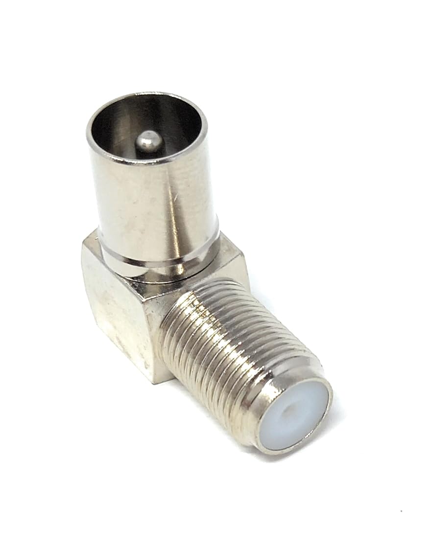 DRUT F Type Screw Female to TV RF Male Jack Satellite Right Angle Adapter