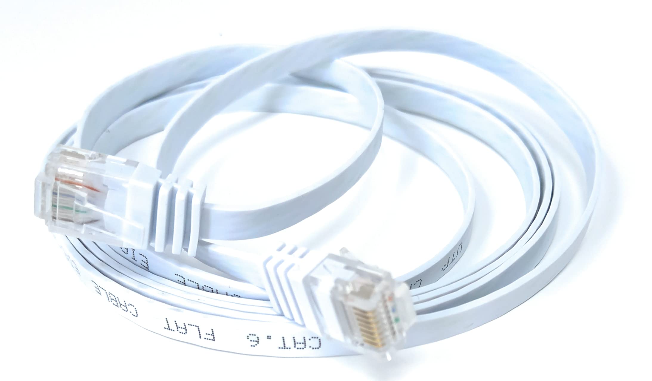 DRUT FLAT CAT6 RJ45 Ethernet LAN Patch Cable, Low Profile GIGABIT Full Copper 32AWG, Lead Allows Up to 1000Mbps Speed