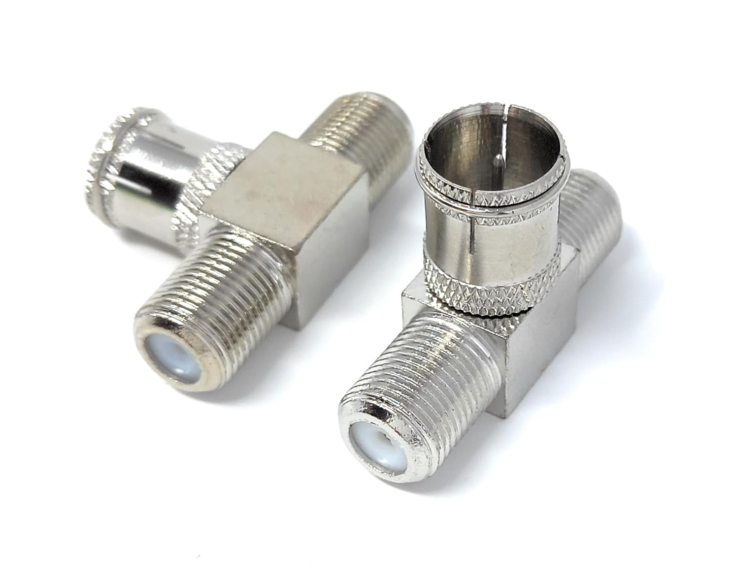 DRUT F Type Push On Male Plug to 2 x Female Screw on Sockets Adapter Antenna Cable Splitter