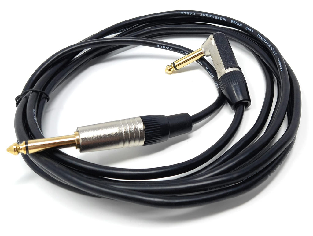 DRUT 6.35mm 1/4'' Right Angle MONO Male to Male Jack Cable Compatible with Guitar/Amp/Speaker Low Noise Lead Gold Connectors