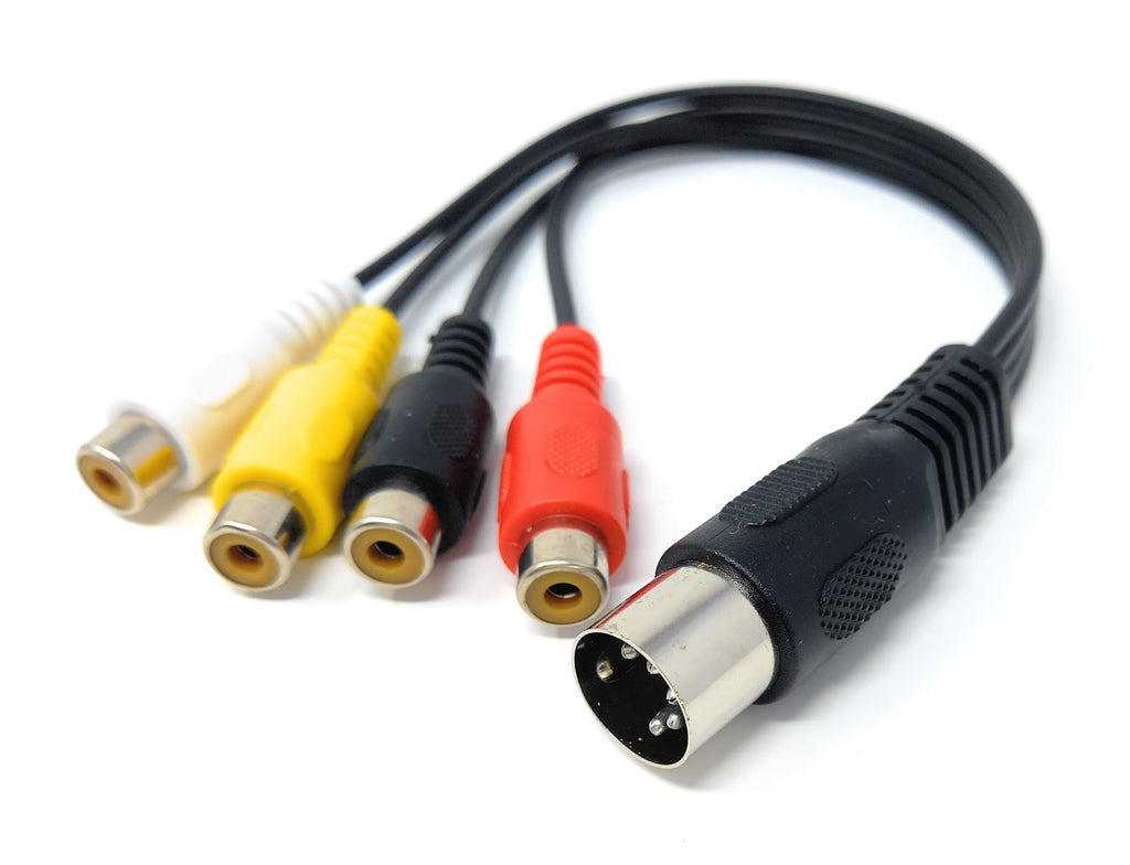 5 Pin Din to 4 x RCA Phono Female Sockets Audio Video Lead Cable