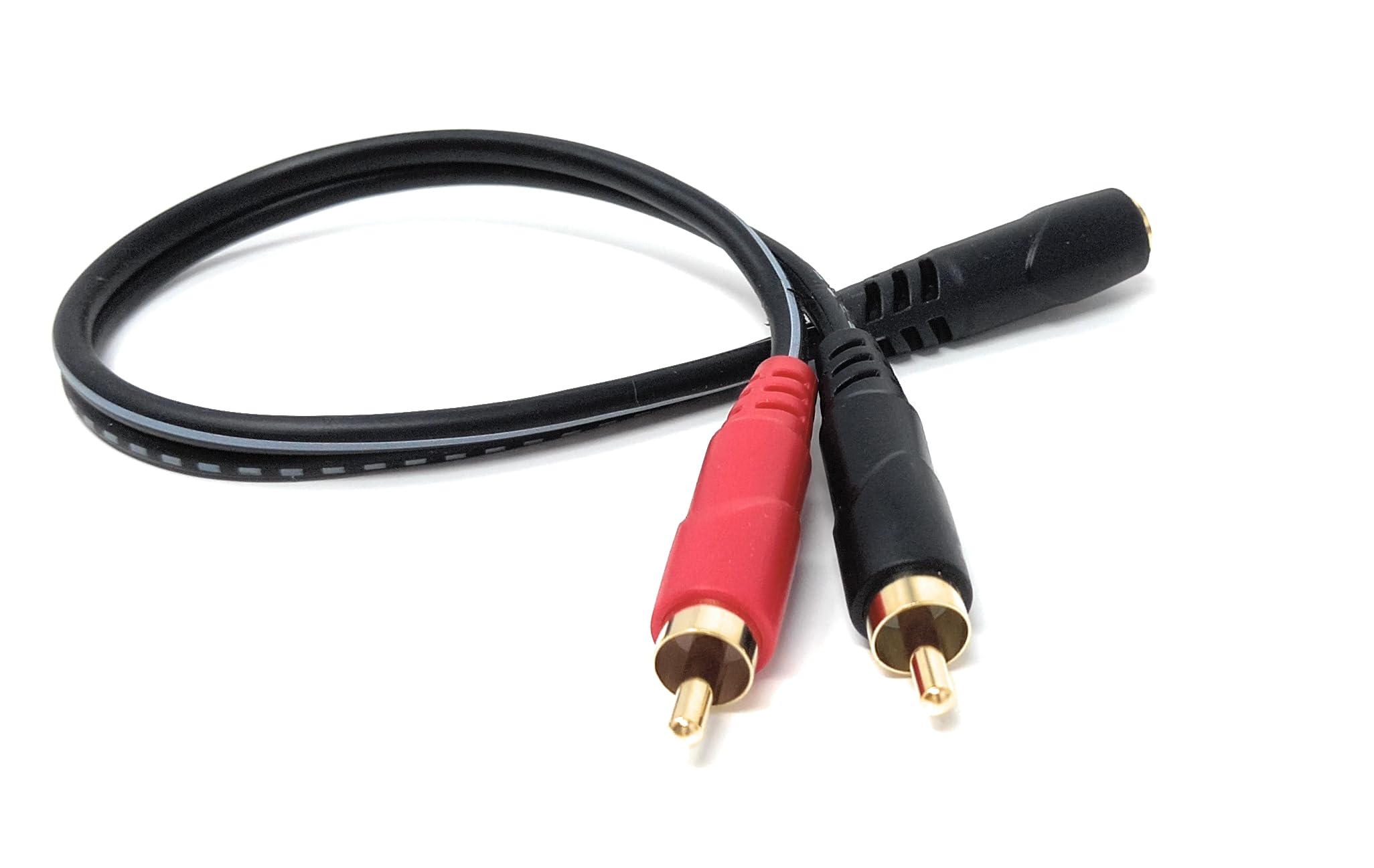 DRUT 3.5mm Stereo Jack Socket to 2x RCA Phono Plug – Audio Y Splitter Adapter Cable for AUX Devices, Speakers, Amplifiers, Headphones, HiFi Systems