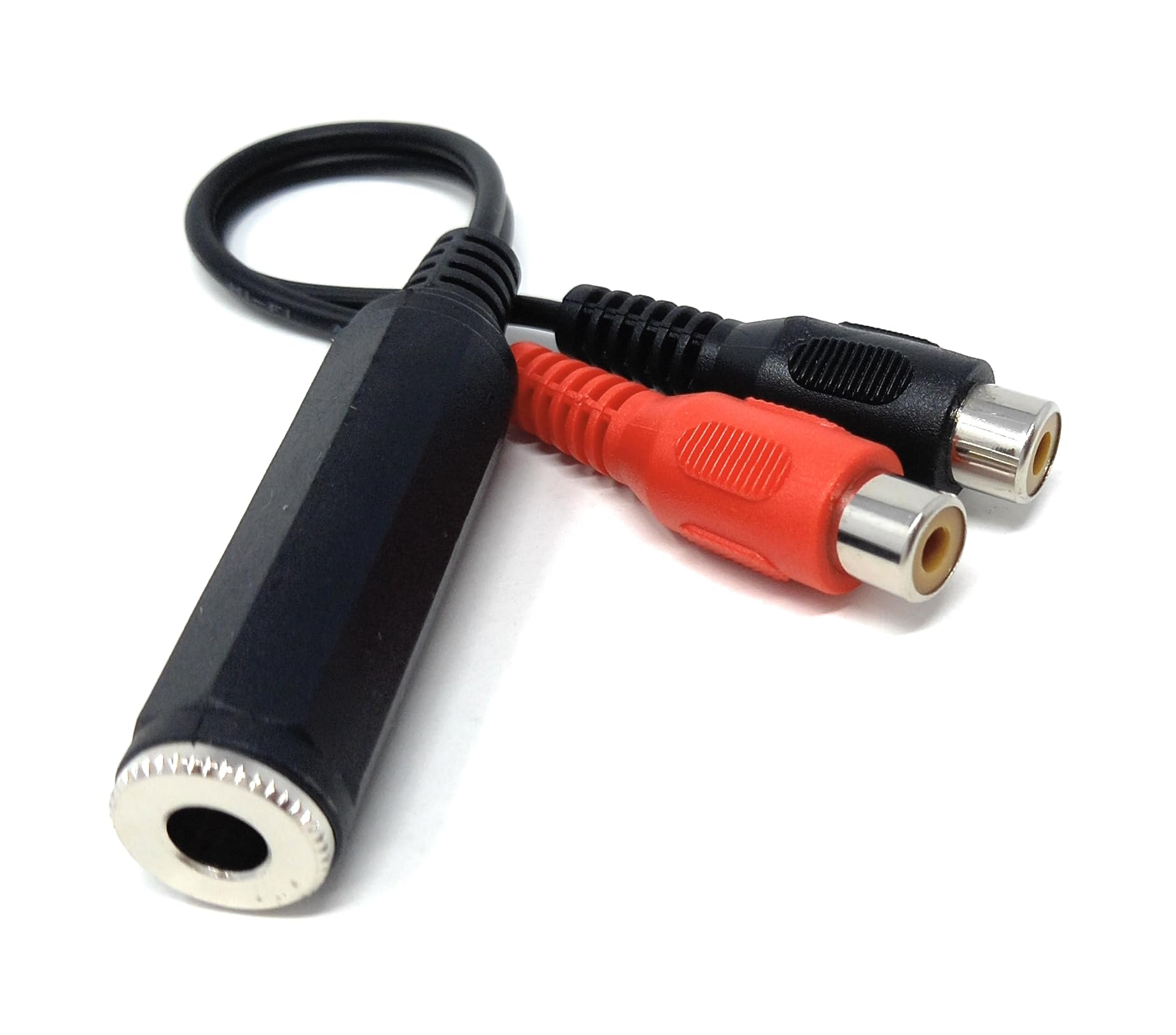 DRUT 6.35mm Mono Socket to Twin RCA Phono Sockets Audio Cable Adapter