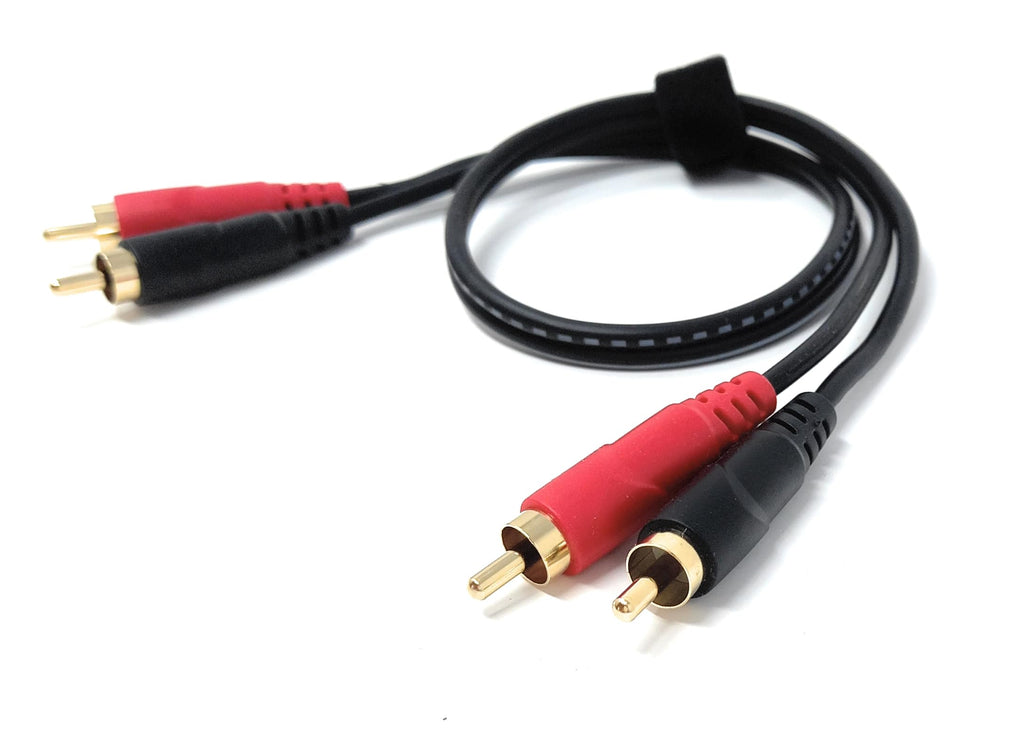 DRUT 2 x RCA Audio Cable – Stereo Male to Male Lead with Gold-Plated Plugs for Amplifier, Active Speakers, Subwoofer, Turntable, HiFi & Home Audio Systems
