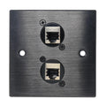 Brushed Aluminium Double Cat6 Female Sockets D-Series Outlet Wall Faceplate – Durable Metal Plate for Ethernet Networking Cables (Cat6/Cat5e/Cat7/Cat8/Cat9) with Screws Included