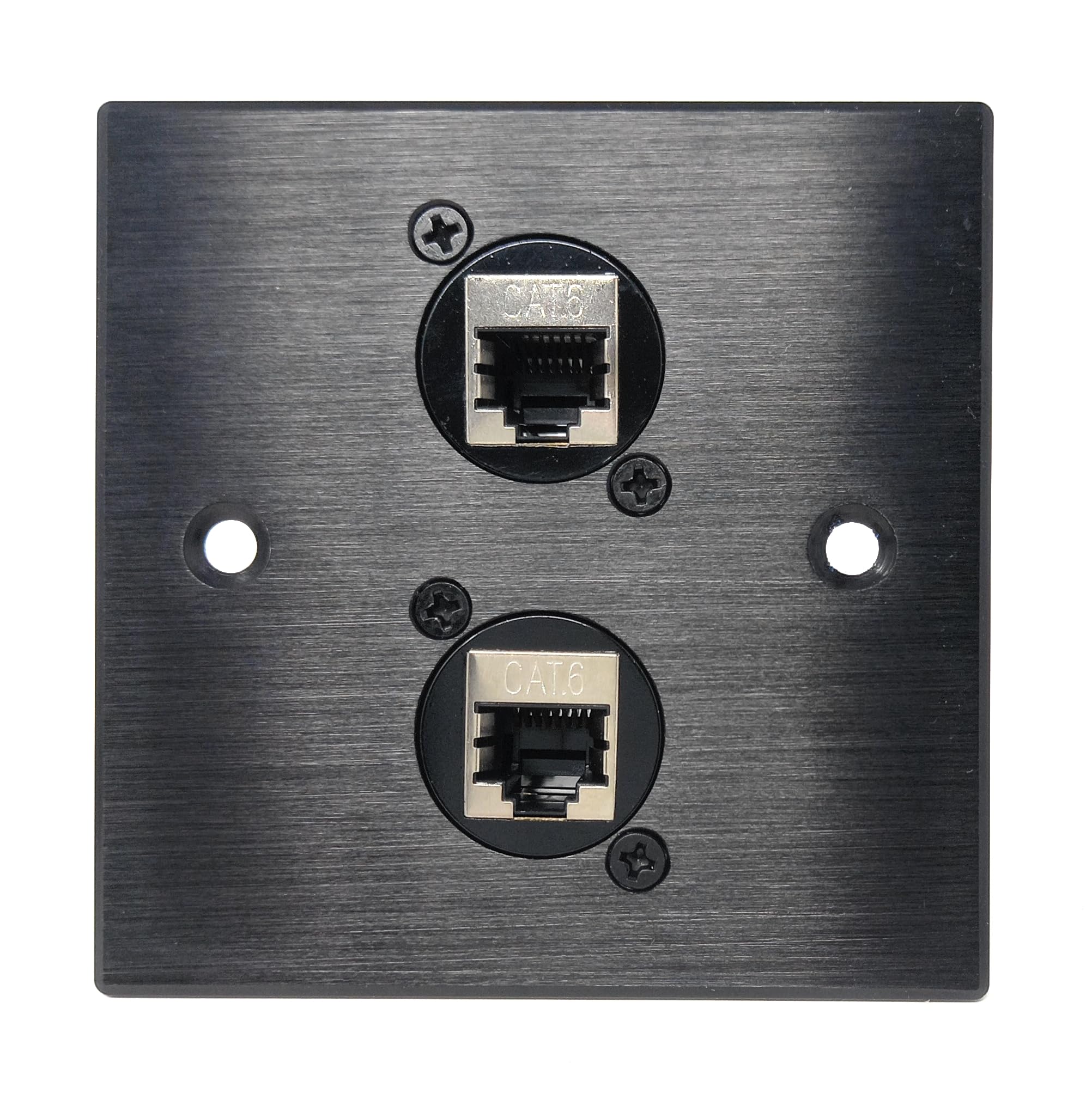 Brushed Aluminium Double Cat6 Female Sockets D-Series Outlet Wall Faceplate – Durable Metal Plate for Ethernet Networking Cables (Cat6/Cat5e/Cat7/Cat8/Cat9) with Screws Included