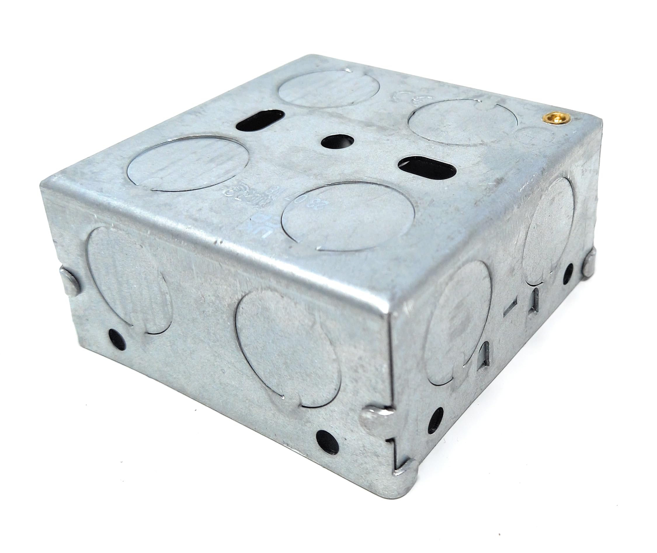 1 Gang Metal Surface Mount Back Box, 37mm Deep Pattress with Earth Terminals for Secure Electrical Installations