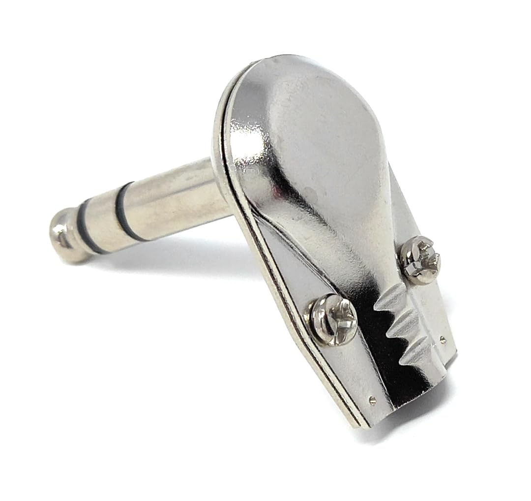 6.35mm Stereo 1/4 90 Degree Right Angle TRS Solder Plug, Flat Pancake Style, DIY Audio Connector