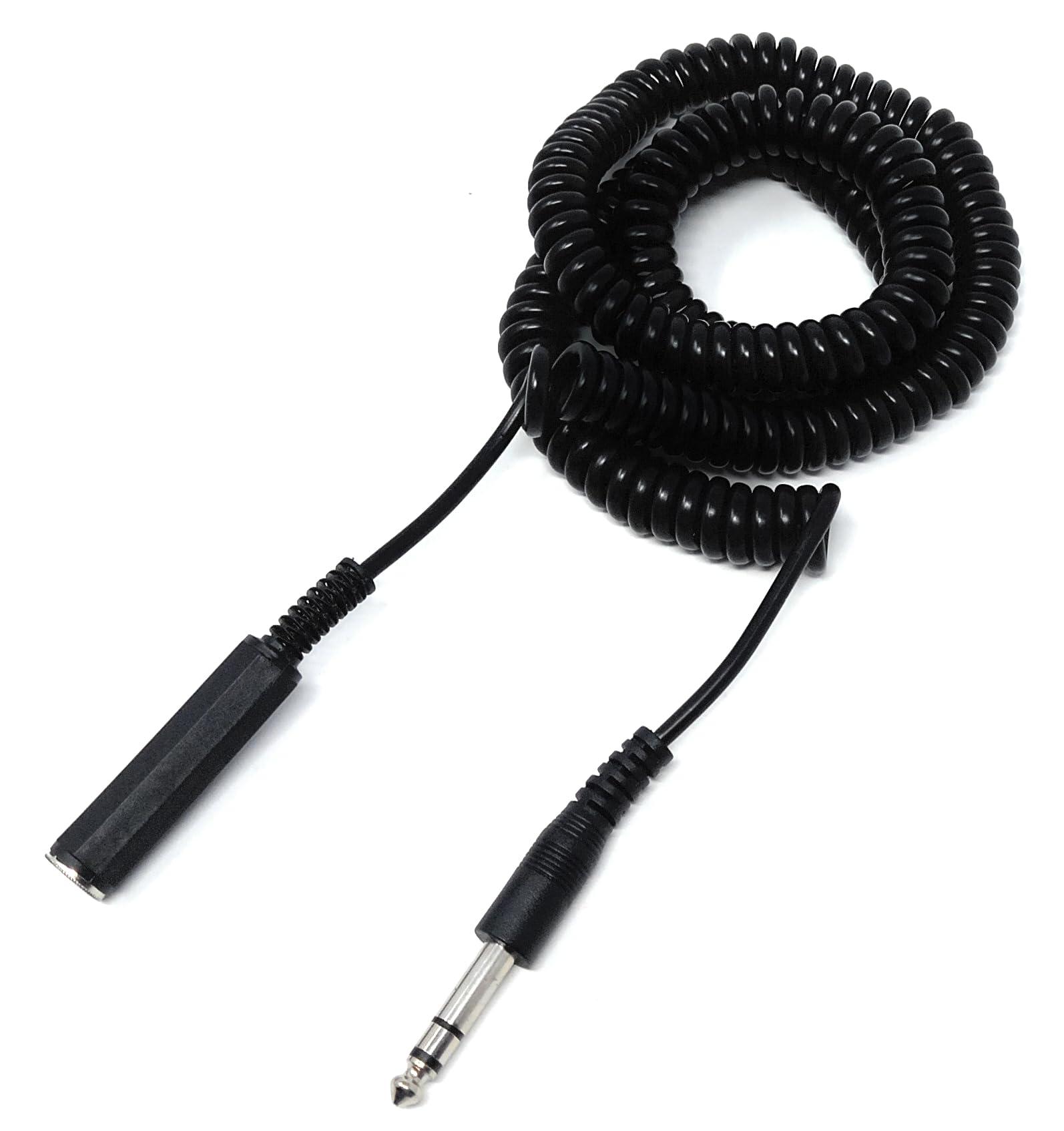 DRUT 5m 6.35MM Coiled Stereo TRS Jack Extension (Male to Female) Screened Audio Cable Cord for Headphones, Music Instruments 16.5ft