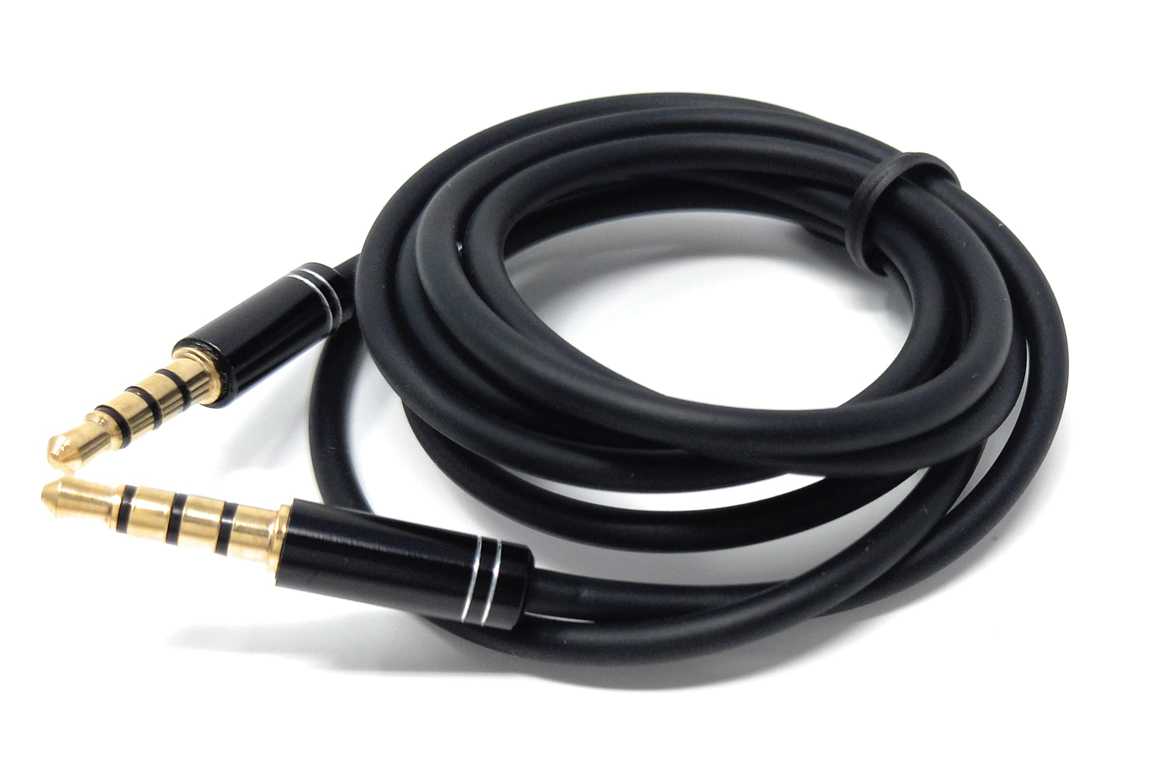 DRUT 3.5mm Jack to Jack 4 Pole Male Audio Stereo Cable Flexible Rubber Shield Lead, Gold Connectors