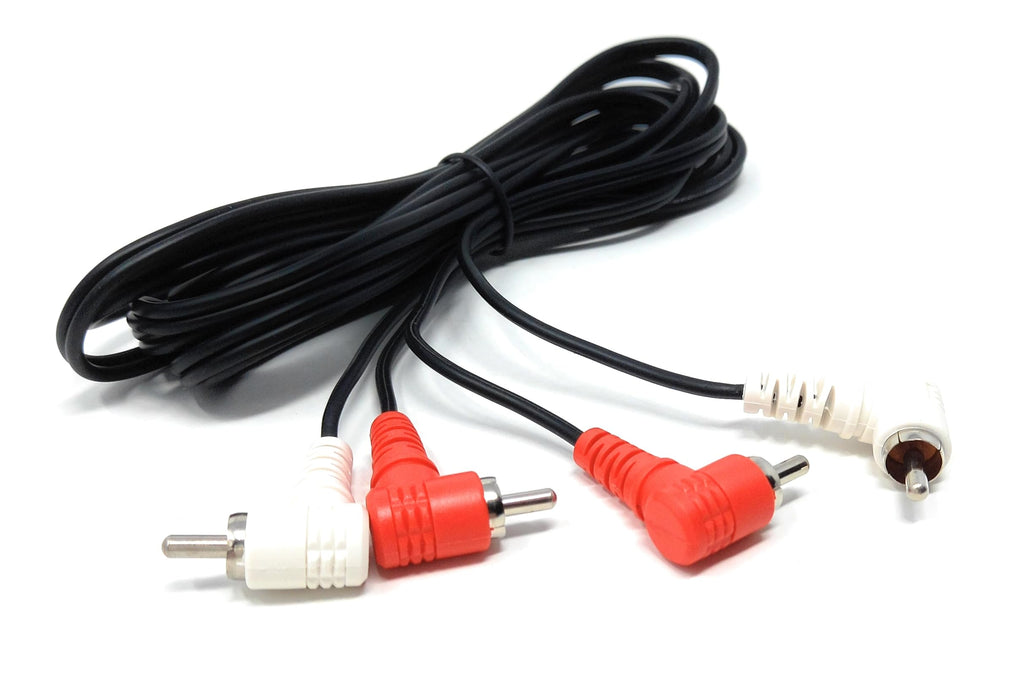 DRUT Twin 2 x RCA to RCA Right Angle Cable, Twin Phono Lead Splitter, for Audio, Speakers, Home Theater, Surround Sound, Turntable, Mixer