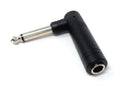DRUT 1pcs 6.35mm Mono Right Angled Jack Plug To 6.35mm Mono Jack Socket Male to Female Cable Adapter (Silver)