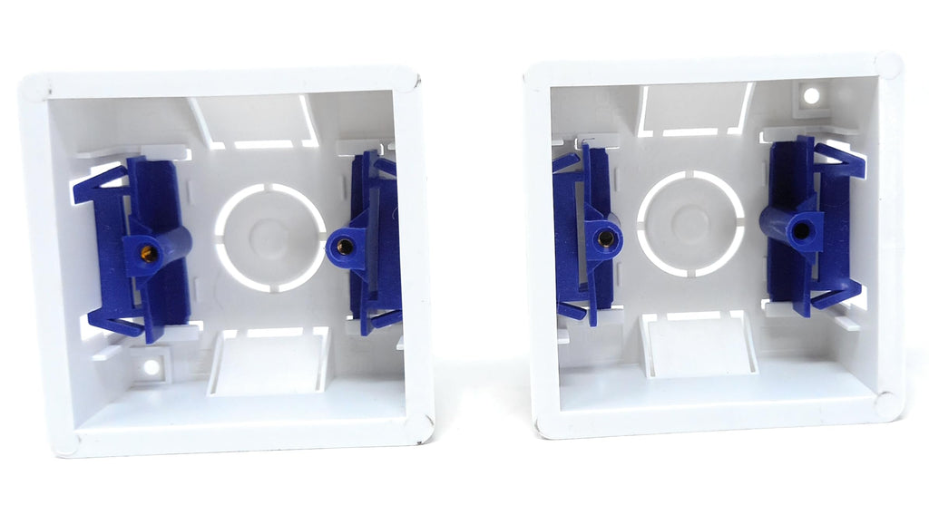 1 Gang Dry Lining Back Plasterboard Surface Pattress Box with Adjustable Lugs 35mm Deep, for Faceplate