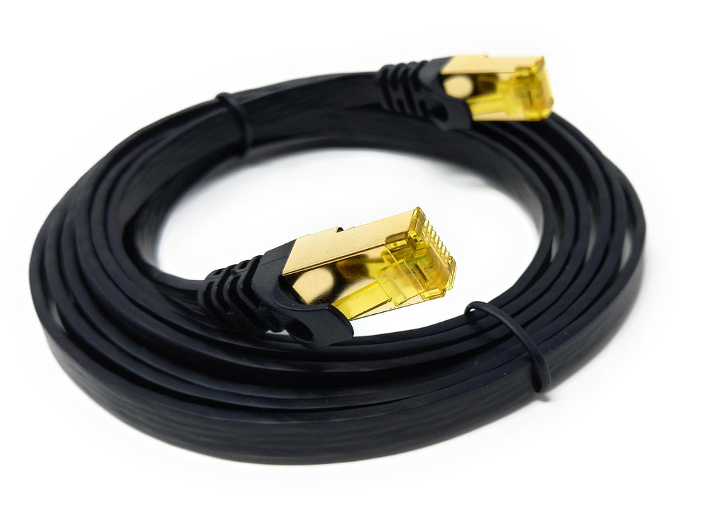 DRUT CAT7 Flat FTP Shielded 600MHz 10Gbps Ethernet LAN RJ45 Cable Gold Plated Switch Router Modem Access Point Lead