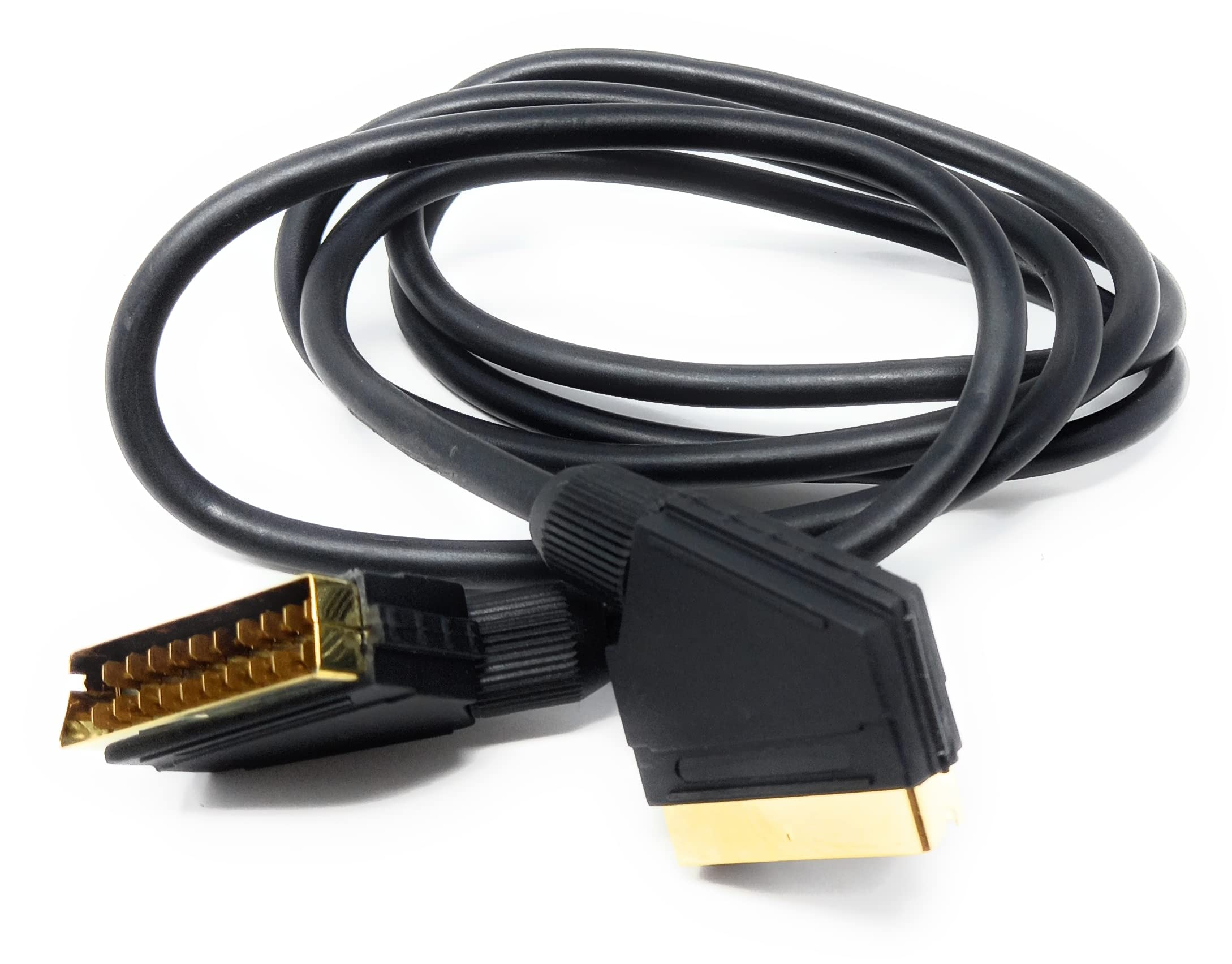 DRUT Scart to Scart Cable Lead, 21 Pin Male to Male (Plug to Plug) RGB Cord for TV, VCR, DVD Player Gold Plated