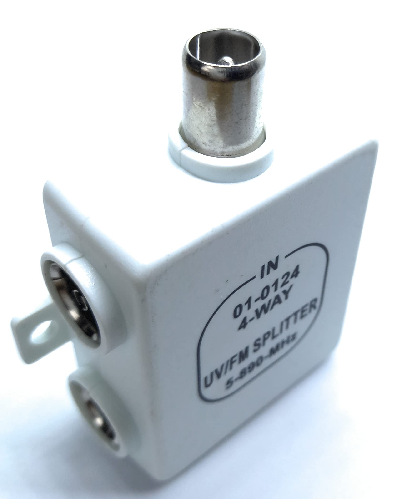 DRUT 1 Input to 4 Output TVs RF Splitter 4 Way UV FM VHF Aerial Cable Adapter
