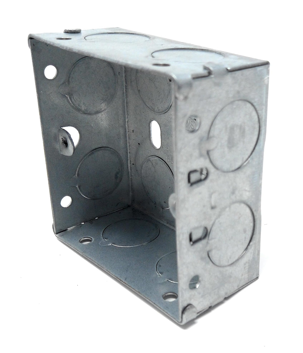 1 Gang Metal Surface Mount Back Box, 37mm Deep Pattress with Earth Terminals for Secure Electrical Installations