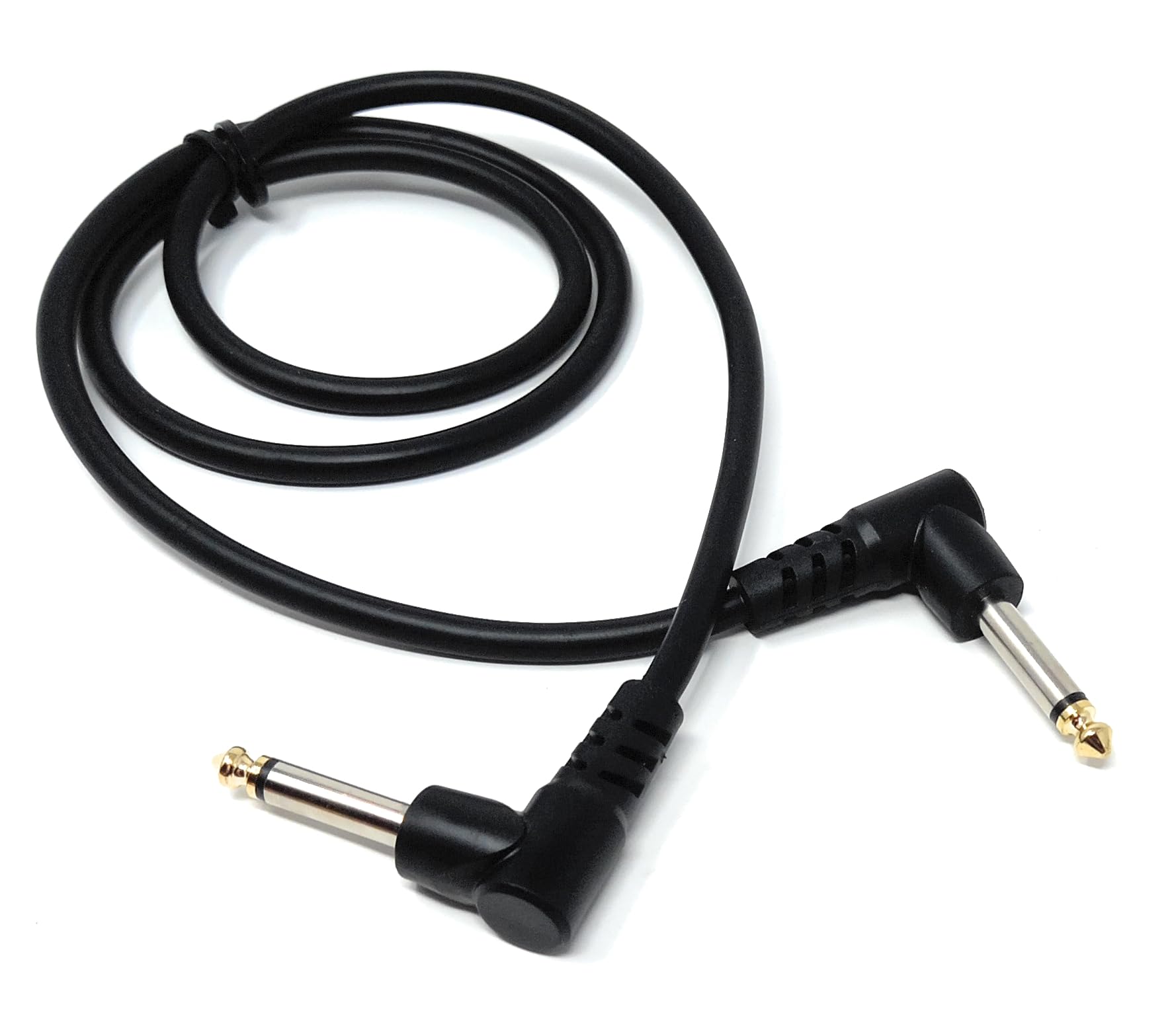 6.35mm Right Angle TS Instrument Cable - 90 Degree 1/4 Inch Mono Guitar Patch Cable for Amps, Mixers, and Pedals