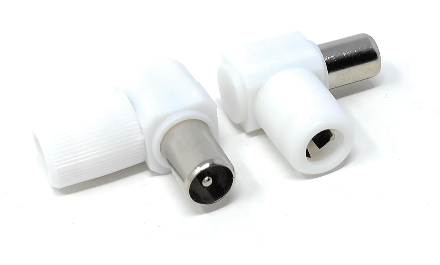 DRUT Right Angle RF TV Coax Plug Adapter for TV Aerial Antenna Cables - Screw Connection, No Soldering Required