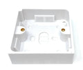 1 Gang Surface Mount Back Box Pattress Box (25mm x 85mm x 85mm) White