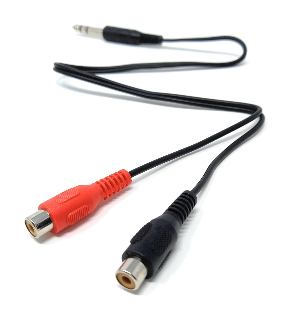 DRUT 6.35mm Stereo Jack Plug to Twin RCA Phono Sockets Male to Female Cable Adapter