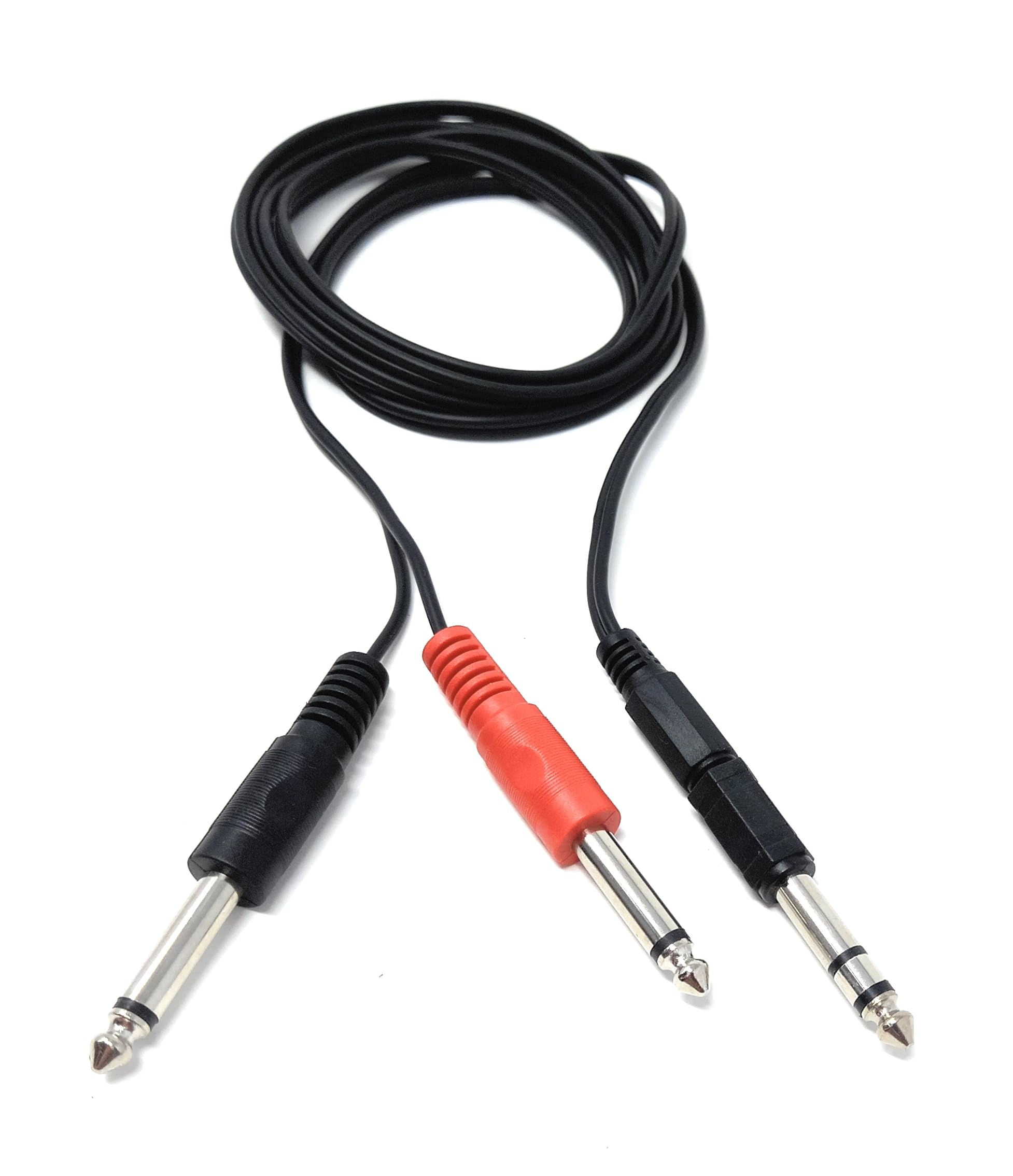 3.5mm Stereo Jack to Dual 6.35mm Mono Jack Cable – 2m Audio Splitter Lead with 3.5mm Socket to 6.35mm Stereo Jack Adapter – For Smartphones, Tablets, Mixers, Amps, Keyboards & Recording Equipment