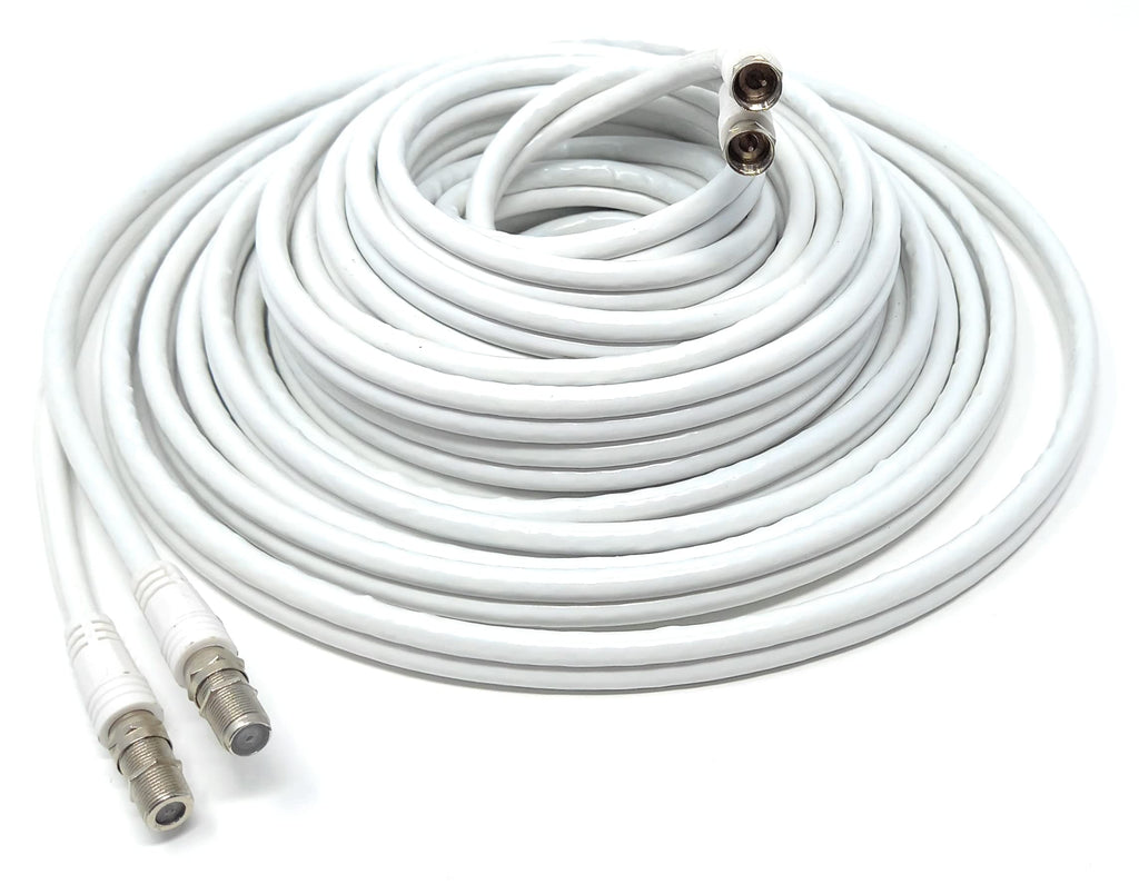 DRUT Twin Shotgun Satellite Moulded F-Type Plug to Socket RG6 Coaxial Extension Antenna Cable Lead With F-Type Couplers