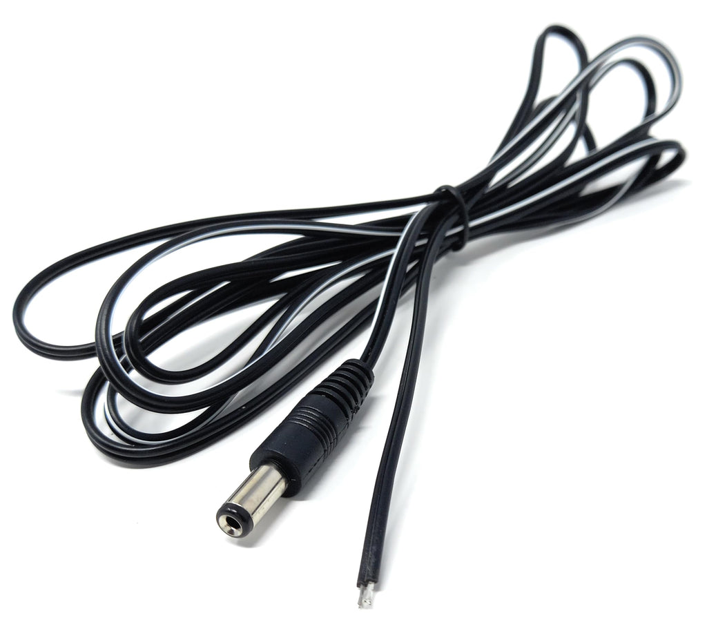 2.1mm x 5.5mm Male DC Plug to Bare Ended Power Cable Compatible With CCTV, LED Lights, Music Instruments, Solar Panels