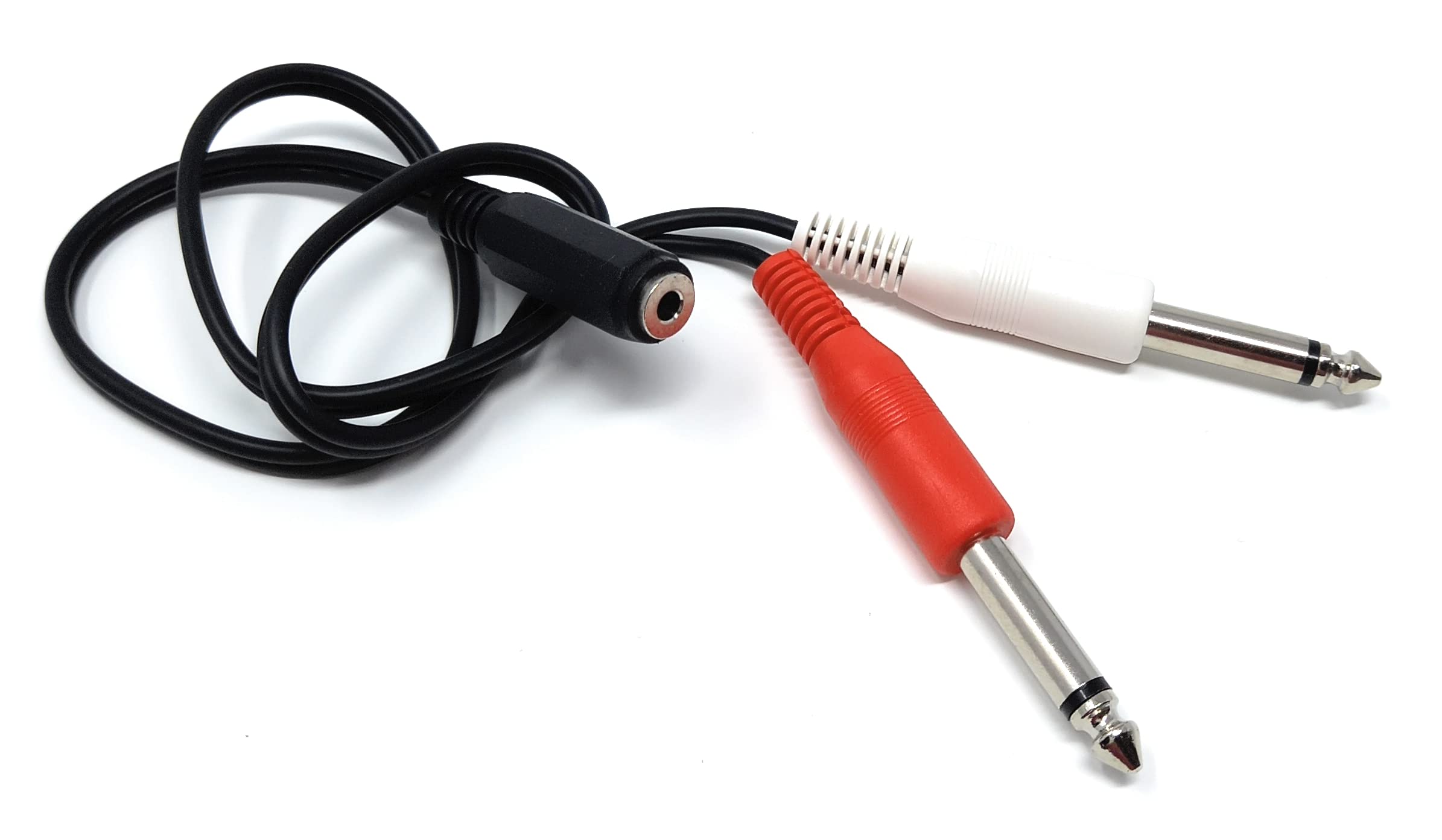 DRUT 6.35mm Stereo Socket to Twin 2 x 6.35mm Mono Jack Plugs Cable Adapter create description