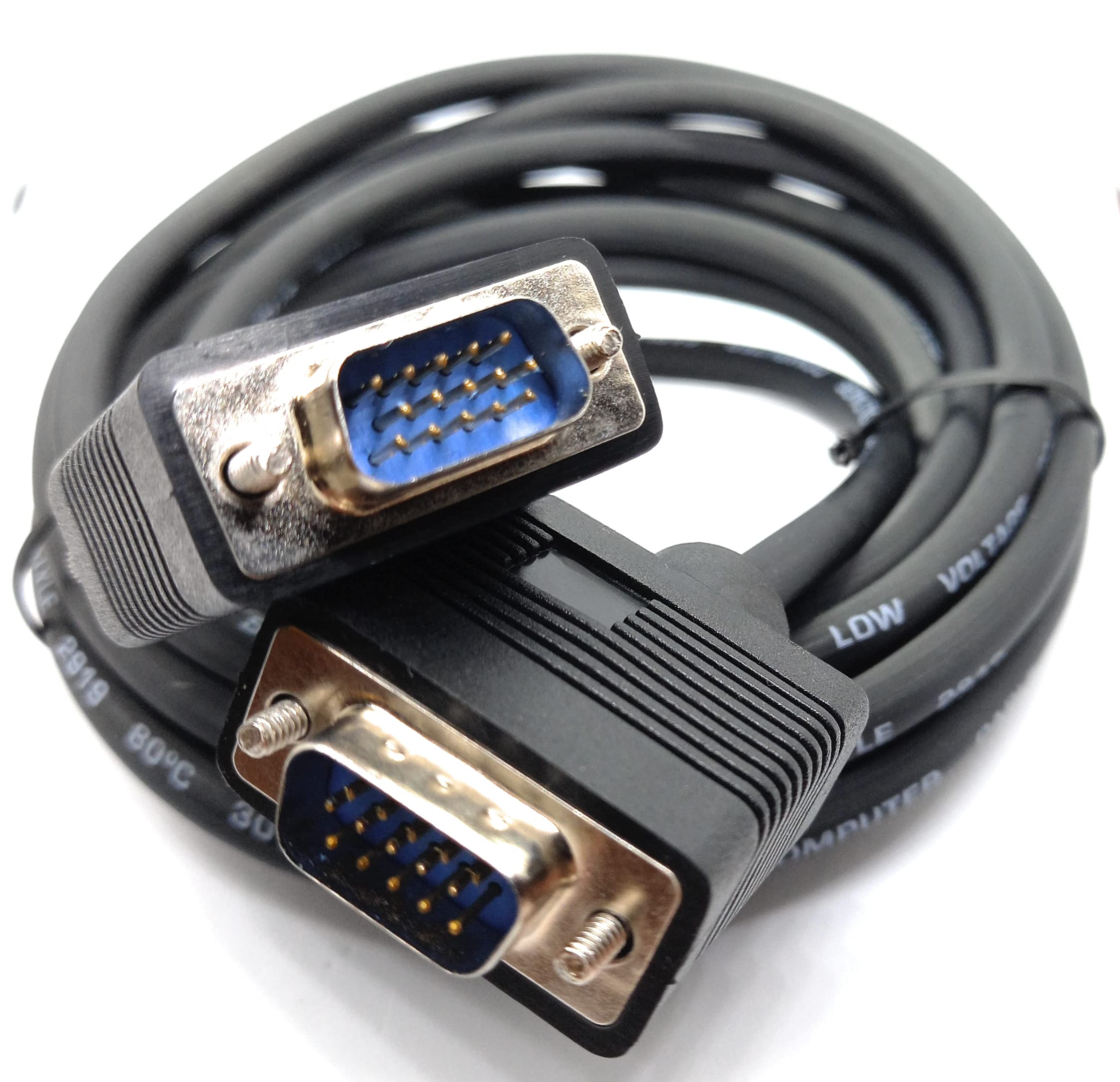 DRUT VGA to VGA Cable 15 pin SVGA Male to Male for Monitor Computer PC Laptops TV Projectors Extension Lead, HD15 All Data Pins Connected