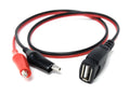 DRUT 50cm USB A Female Socket to Dual Crocodile Clip Power Connection Extension Test Cable 1.6ft