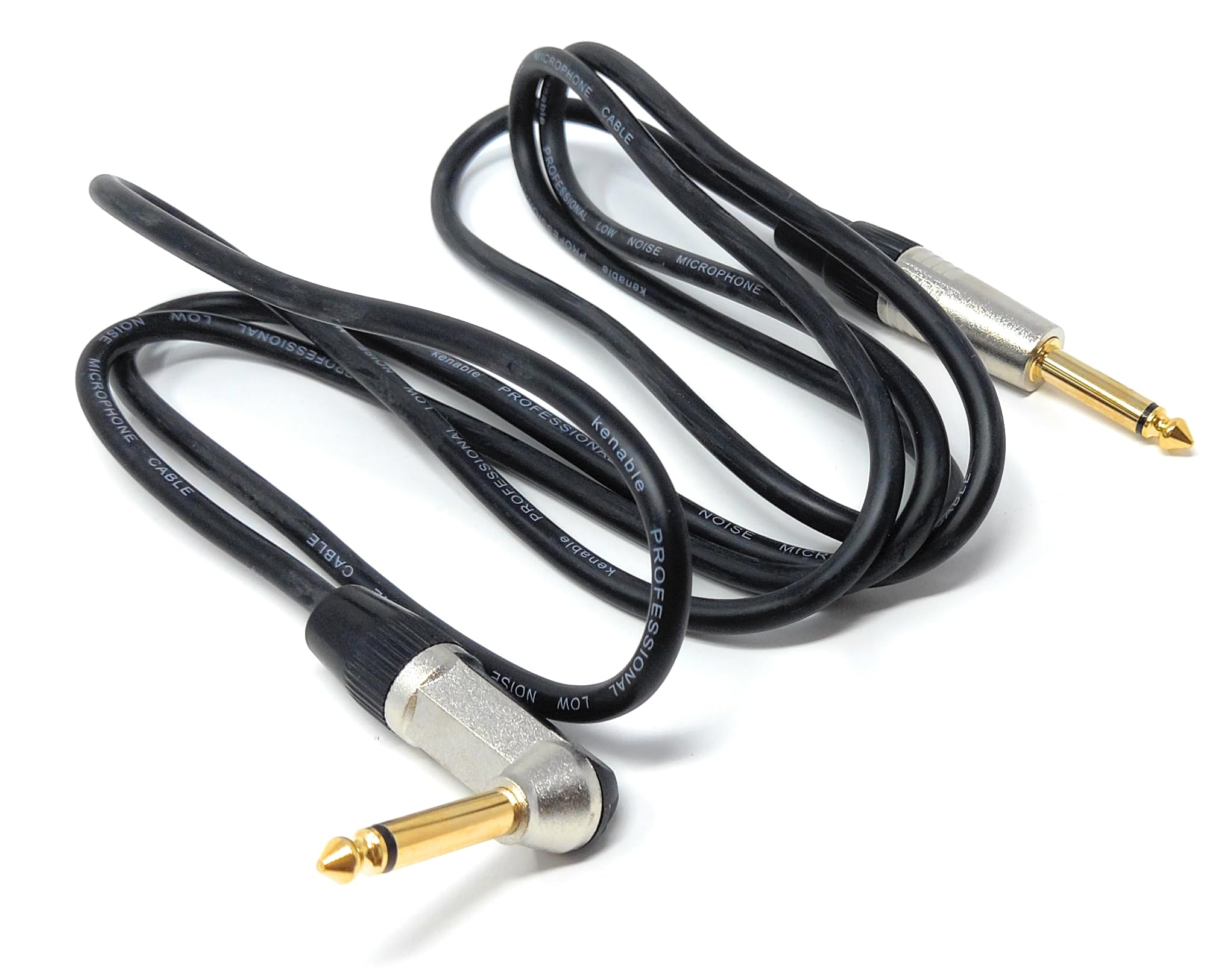 DRUT 6.35mm 1/4'' Right Angle MONO Male to Male Jack Cable Compatible with Guitar/Amp/Speaker Low Noise Lead Gold Connectors