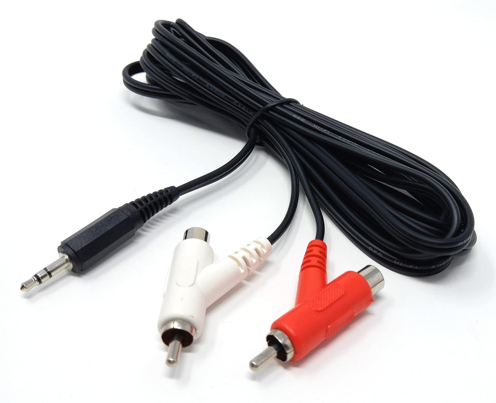 DRUT 3.5mm mini Stereo Jack Plug to 2x Stackable Male & Female RCA Phono Plugs Audio Lead Cable
