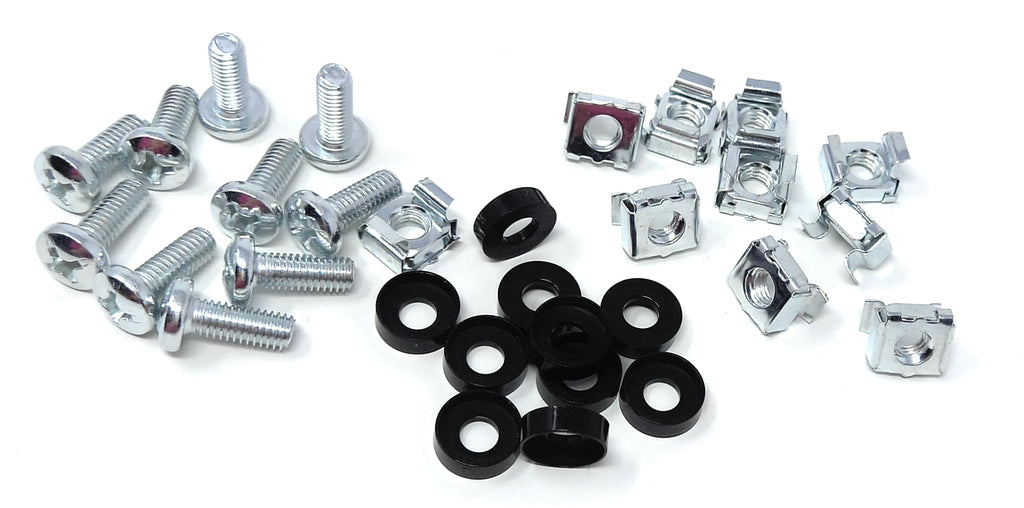 10pcs. M6 Rack Fixing Set, Captive Cage Nuts Bolts Screws & Washers for For Rack Mount Equipment, Data Cabinets, Music Instruments. AMP, Equalisers, CD Player etc.