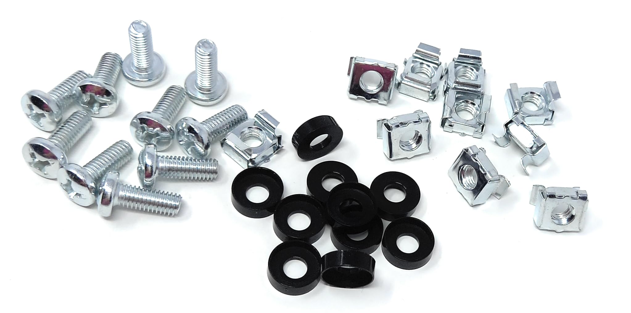10pcs. M6 Rack Fixing Set, Captive Cage Nuts Bolts Screws & Washers for For Rack Mount Equipment, Data Cabinets, Music Instruments. AMP, Equalisers, CD Player etc.