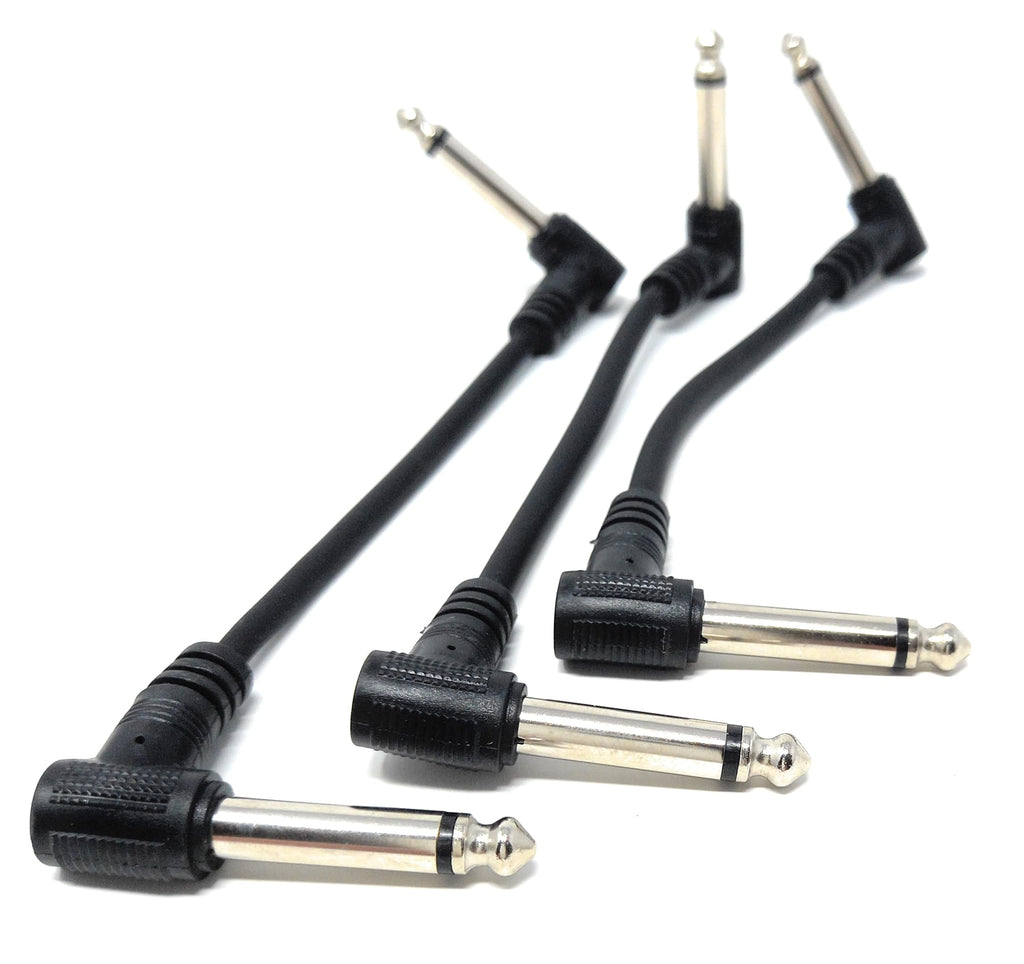 DRUT Patch Cables 6.35mm (1/4") TS Mono 90 Right Angle Jack to Jack Cable Lead, Compatible With Guitar, Bass, Acoustic, Effects Pedal, Mixer, Speaker, DJ, Music instruments