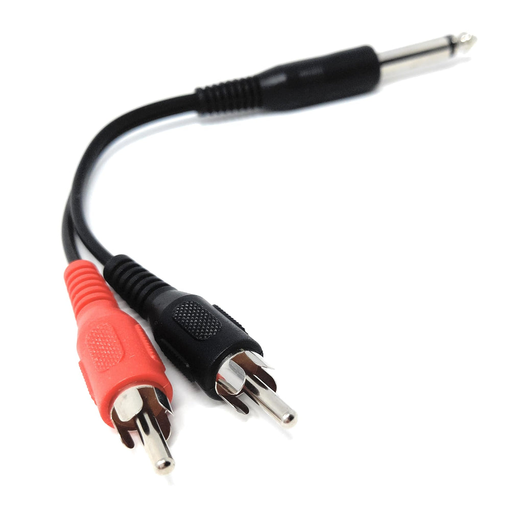 DRUT 6.35mm Mono TS Jack to 2 x RCA Phono Plug to Plug Lead, Audio Cable