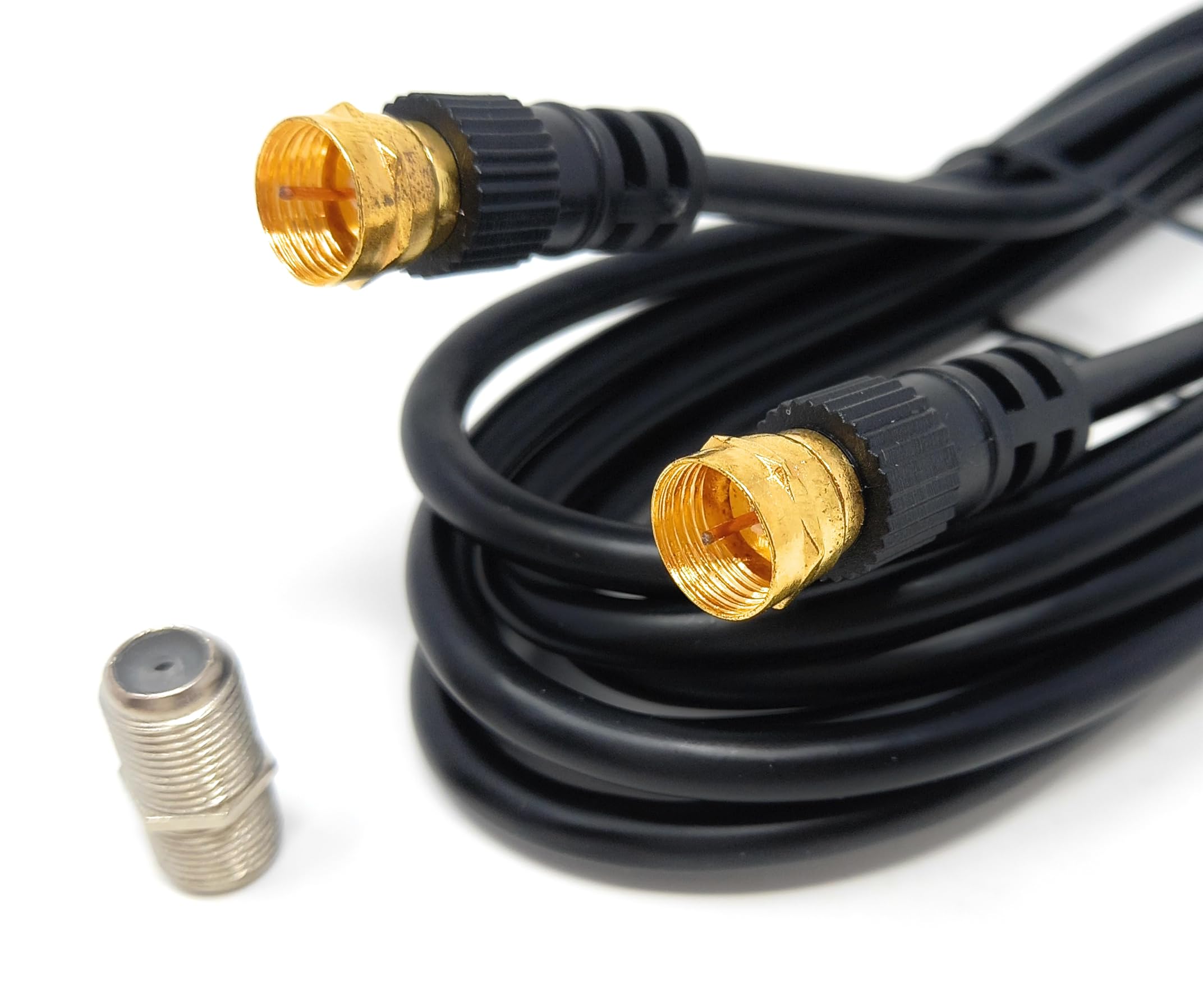 DRUT F-Type Connector TV RG6 Cable With (F-Type Female Coupler) Compatible With STB, Dish TV, Satellite, Antenna Coax Cable Lead