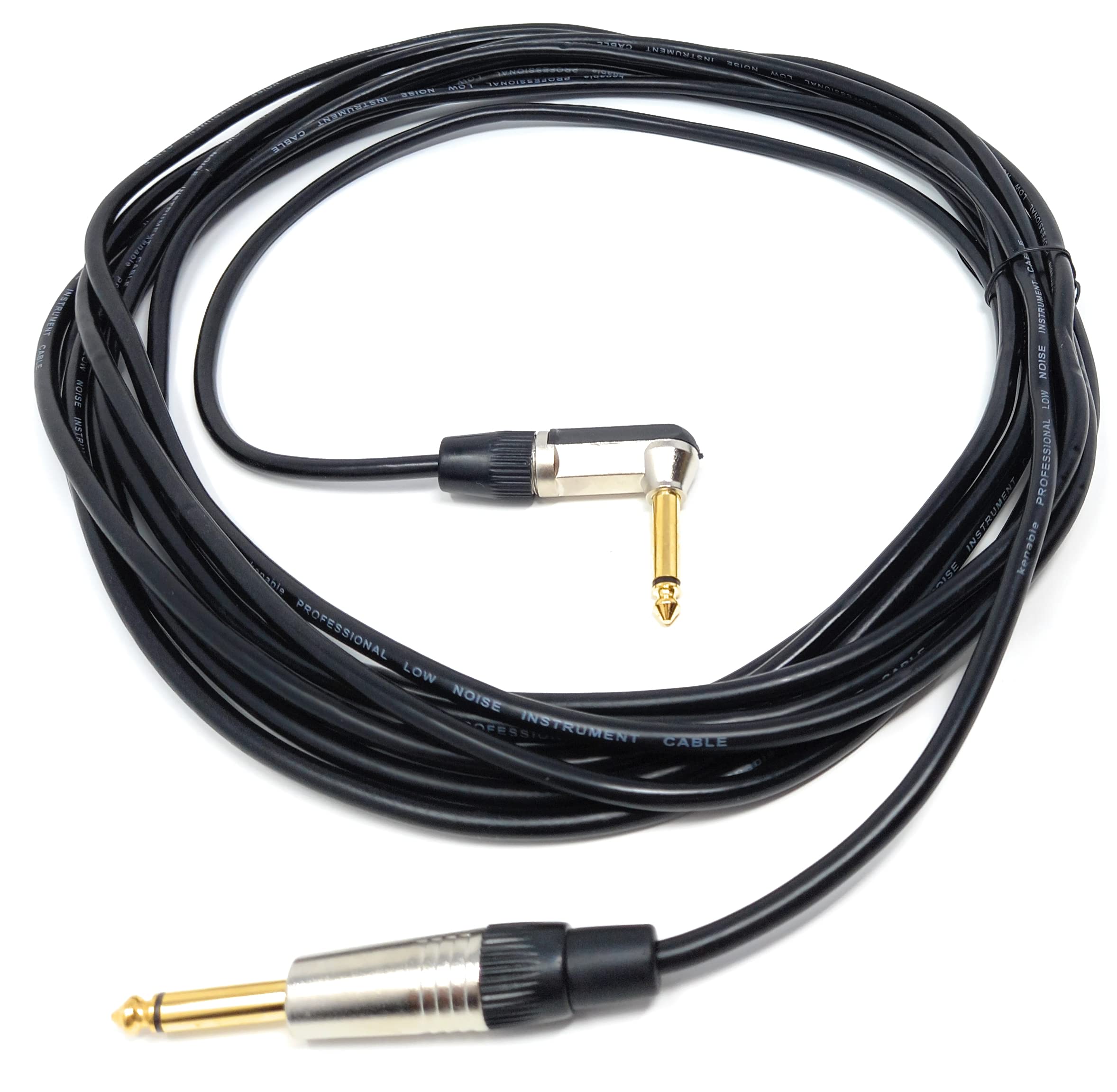 DRUT 6.35mm 1/4'' Right Angle MONO Male to Male Jack Cable Compatible with Guitar/Amp/Speaker Low Noise Lead Gold Connectors
