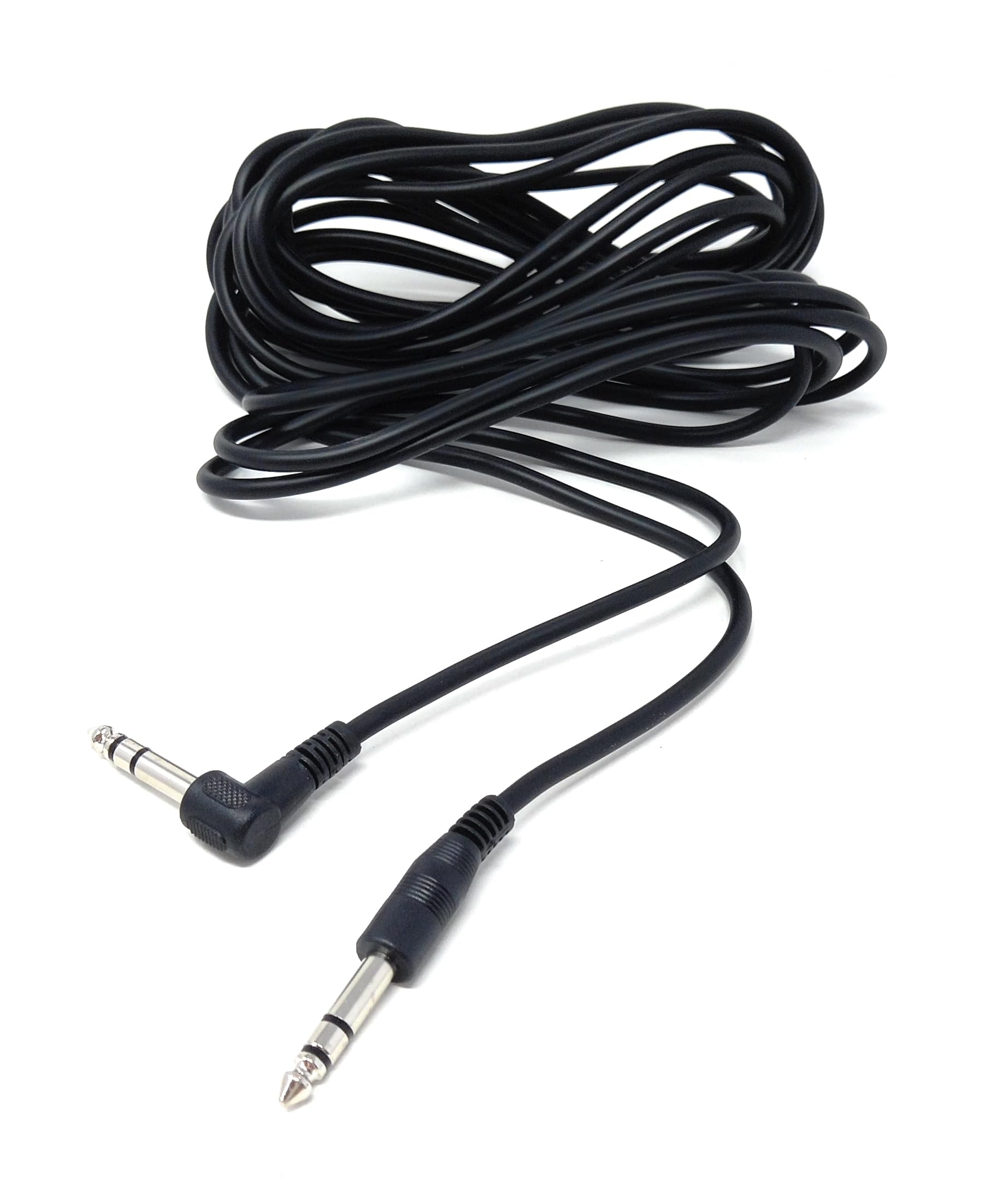 DRUT 6.35mm (1/4") TRS Right-Angled Guitar Cable – Stereo Jack Instrument Lead for Electric Guitar, Bass, Keyboard, Amp, Mixer – Heavy-Duty Audio Cord