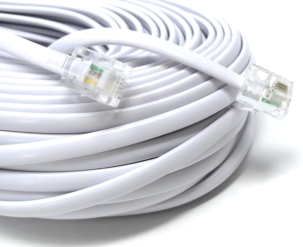 DRUT RJ11 to RJ11 Telephone Landline Cable ADSL (6P4C) Flat Lead High Speed BT Internet Broadband Male to Male Router, Modem, Phone Extension Wire