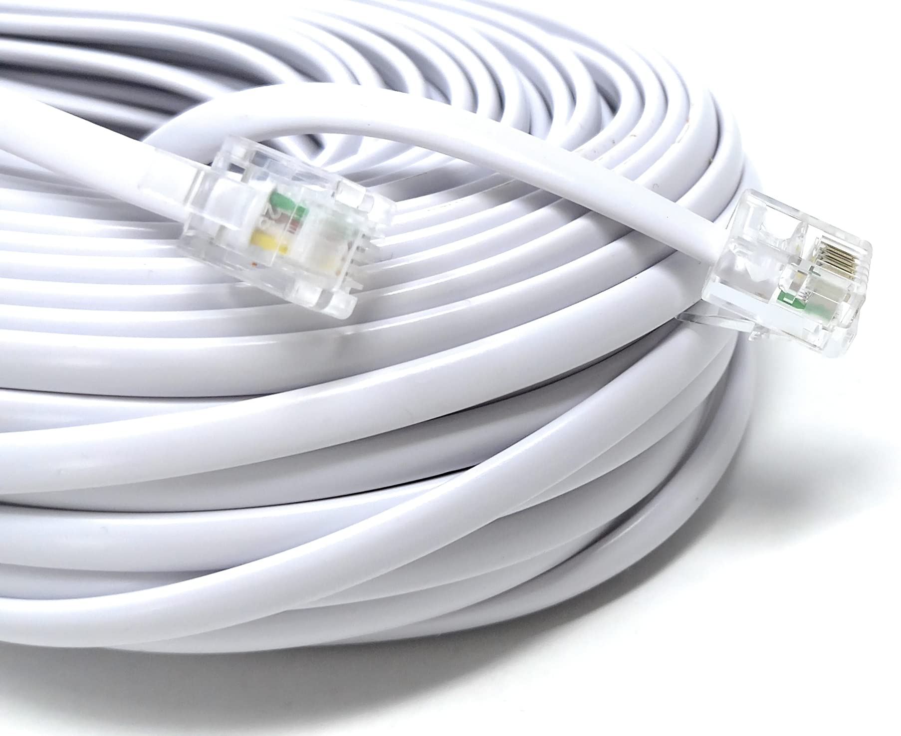 DRUT RJ11 to RJ11 Telephone Landline Cable ADSL (6P4C) Flat Lead High Speed BT Internet Broadband Male to Male Router, Modem, Phone Extension Wire