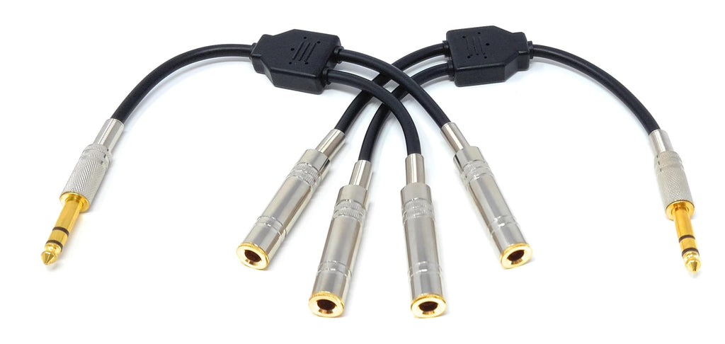 DRUT 6.35mm Stereo Jack to 2 x 6.35mm Stereo Sockets Splitter Audio Cable Adapter Lead, Gold Flashed Connectors