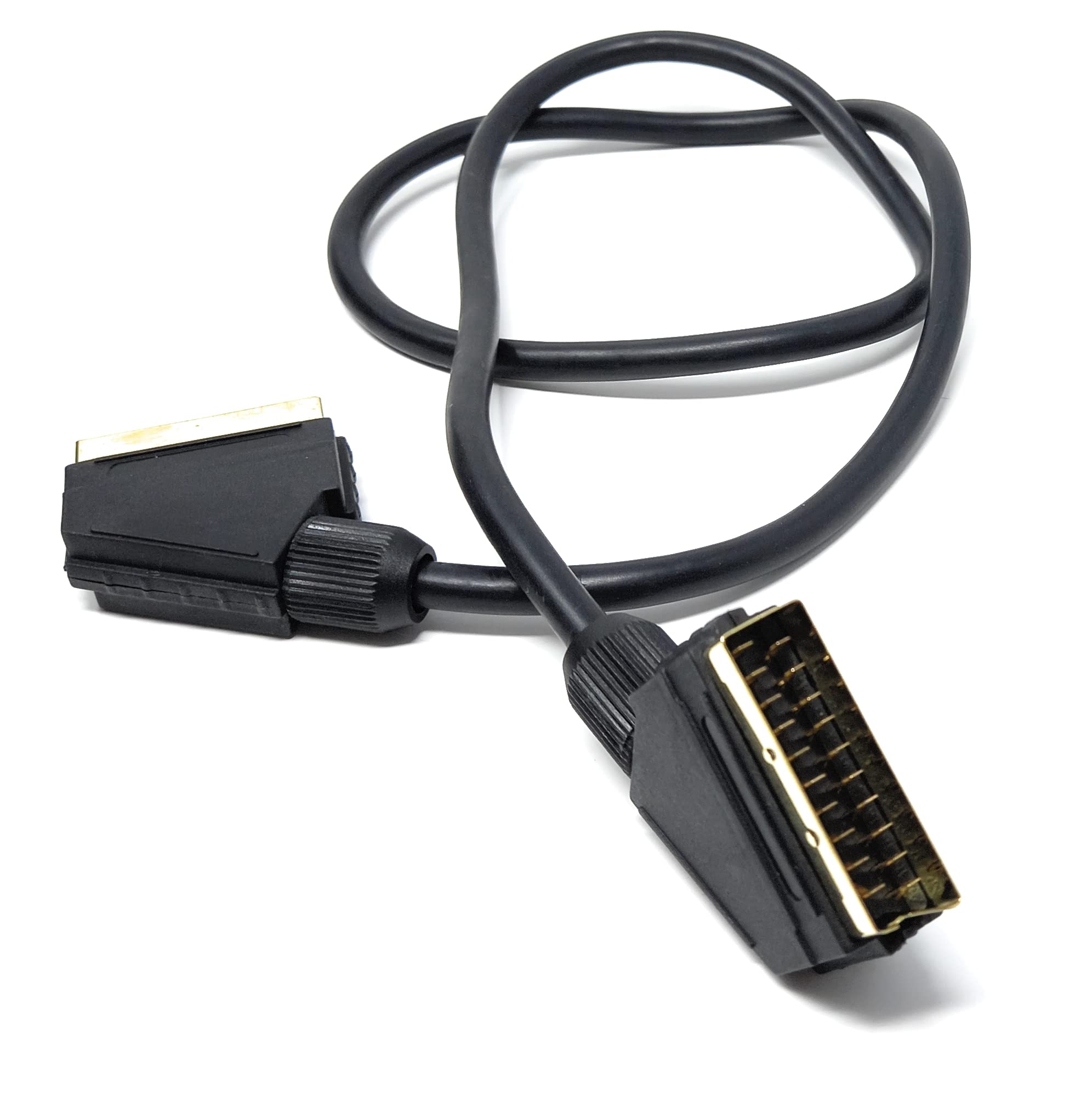 DRUT Scart to Scart Cable Lead, 21 Pin Male to Male (Plug to Plug) RGB Cord for TV, VCR, DVD Player Gold Plated