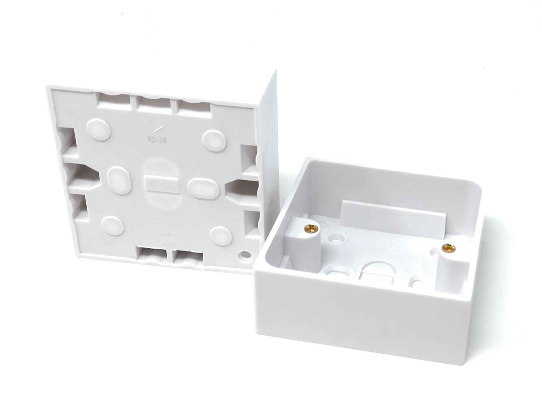 1-Gang Surface Mount Pattress Back Box – 32mm Depth, 85mm x 85mm, White – Ideal for Electrical Socket & Switch Installations