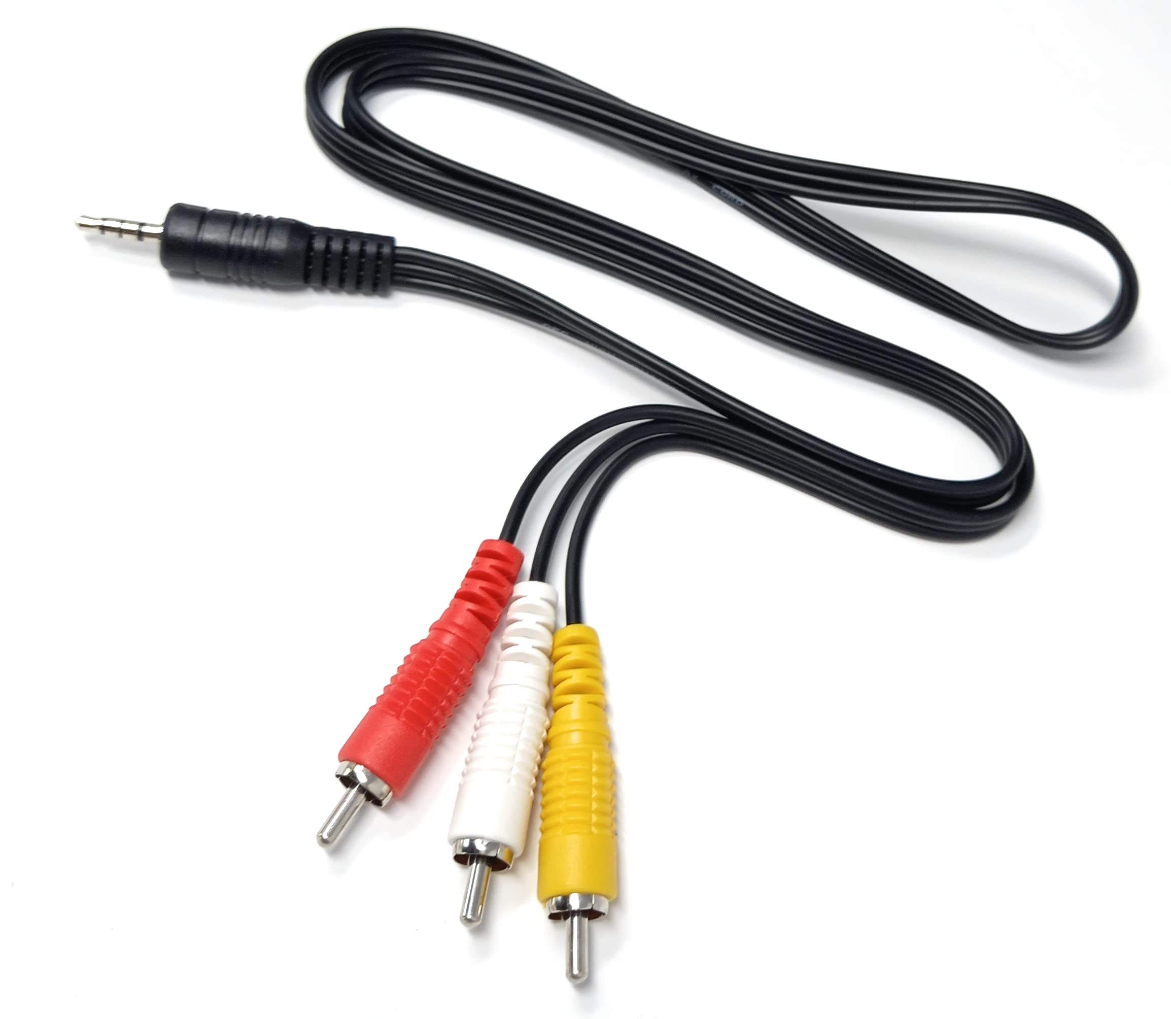 DRUT 3.5mm 4 Pole Jack Plug to 3 x RCA Phono Composite Audio Video AV AUX Lead Cable