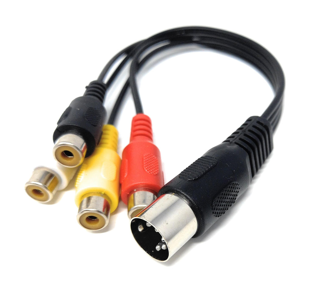 5 Pin Din to 4 x RCA Phono Female Sockets Audio Video Lead Cable