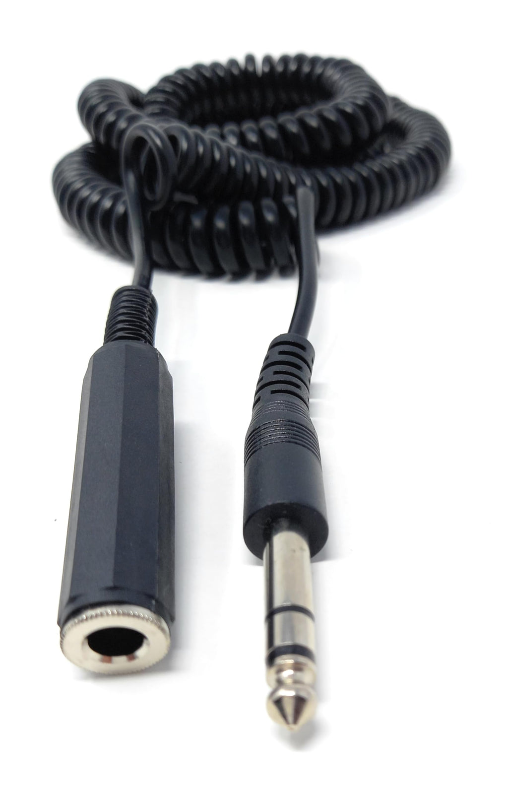 DRUT 5m 6.35MM Coiled Stereo TRS Jack Extension (Male to Female) Screened Audio Cable Cord for Headphones, Music Instruments 16.5ft